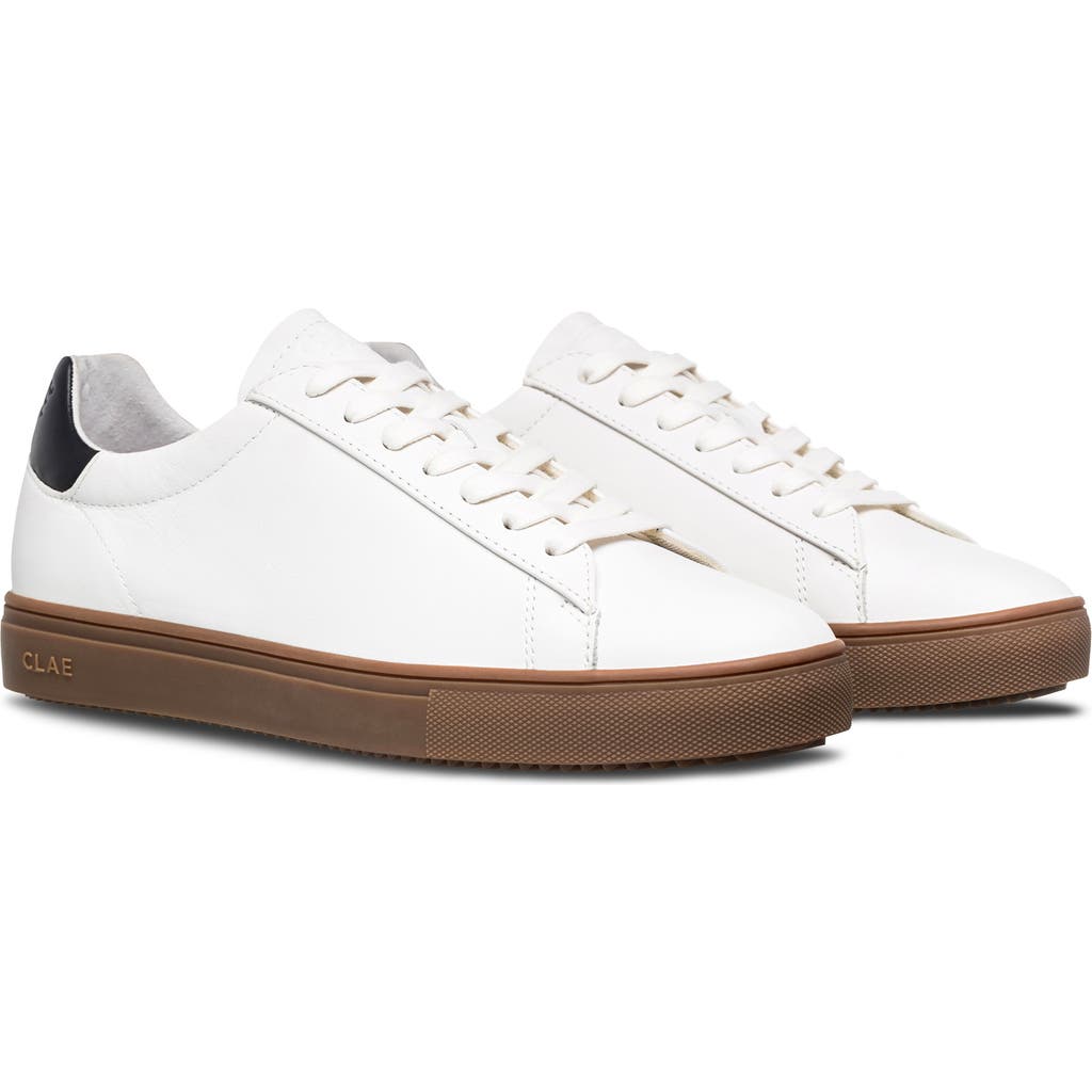 Clae Bradley Leather Sneaker In White Black Dark Gum