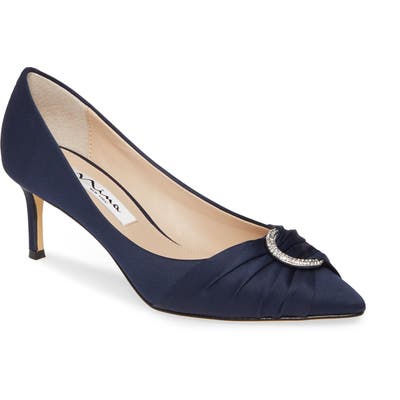 Nina Sue Crystal Embellished Pointed Toe Pump, Blue