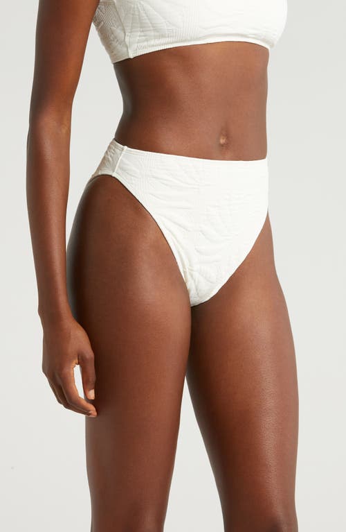 Farm Rio Banana Matelasse High Waist Bikini Bottoms In Off-white