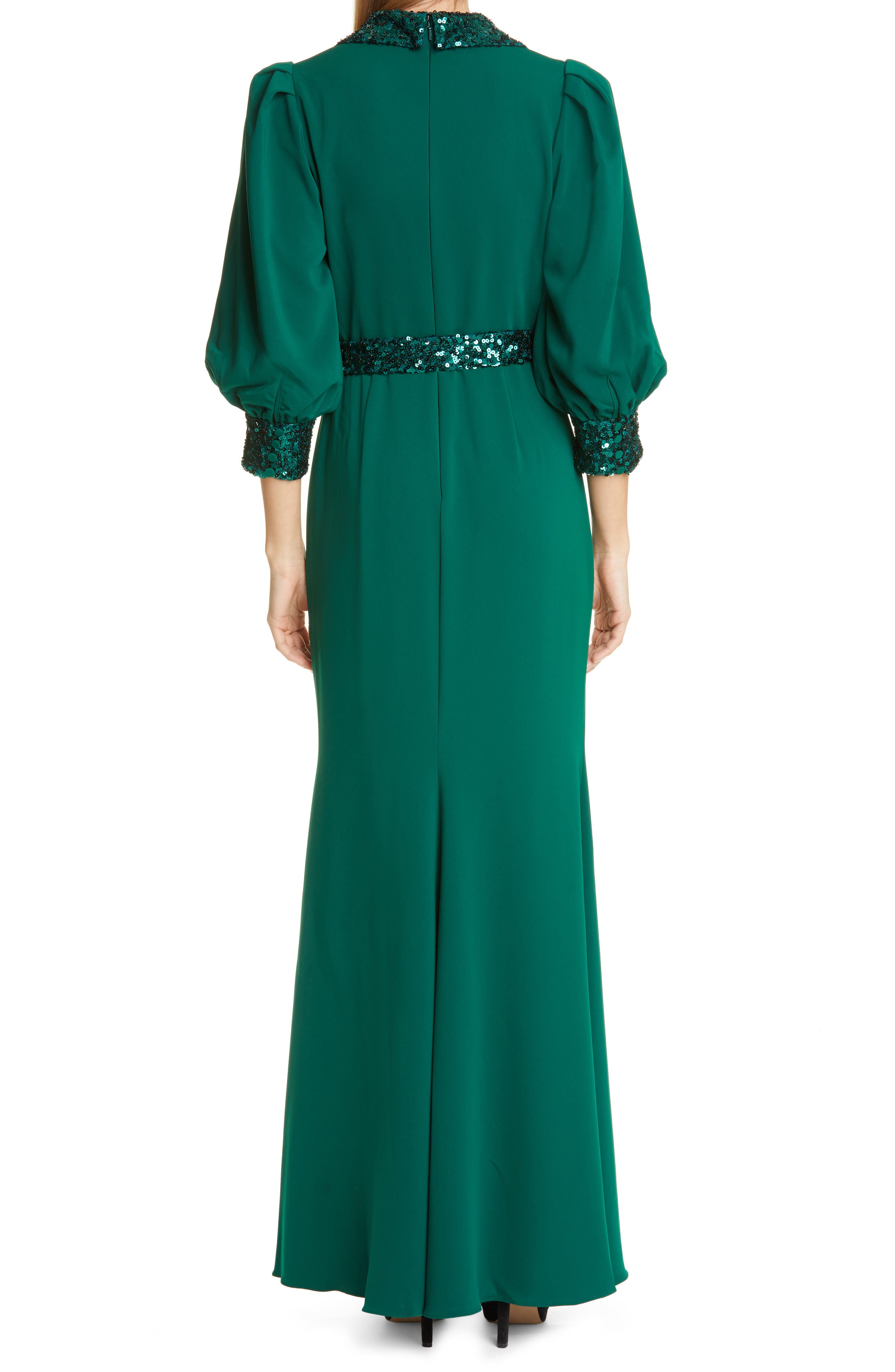 badgley mischka emerald sequin dress