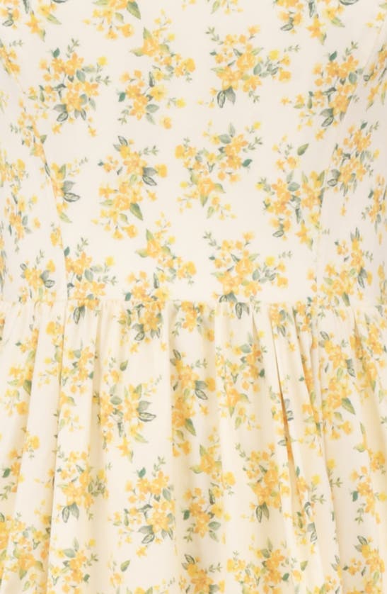 House Of Cb Lolita Fit & Flare Midi Sundress In Yellow Floral Print