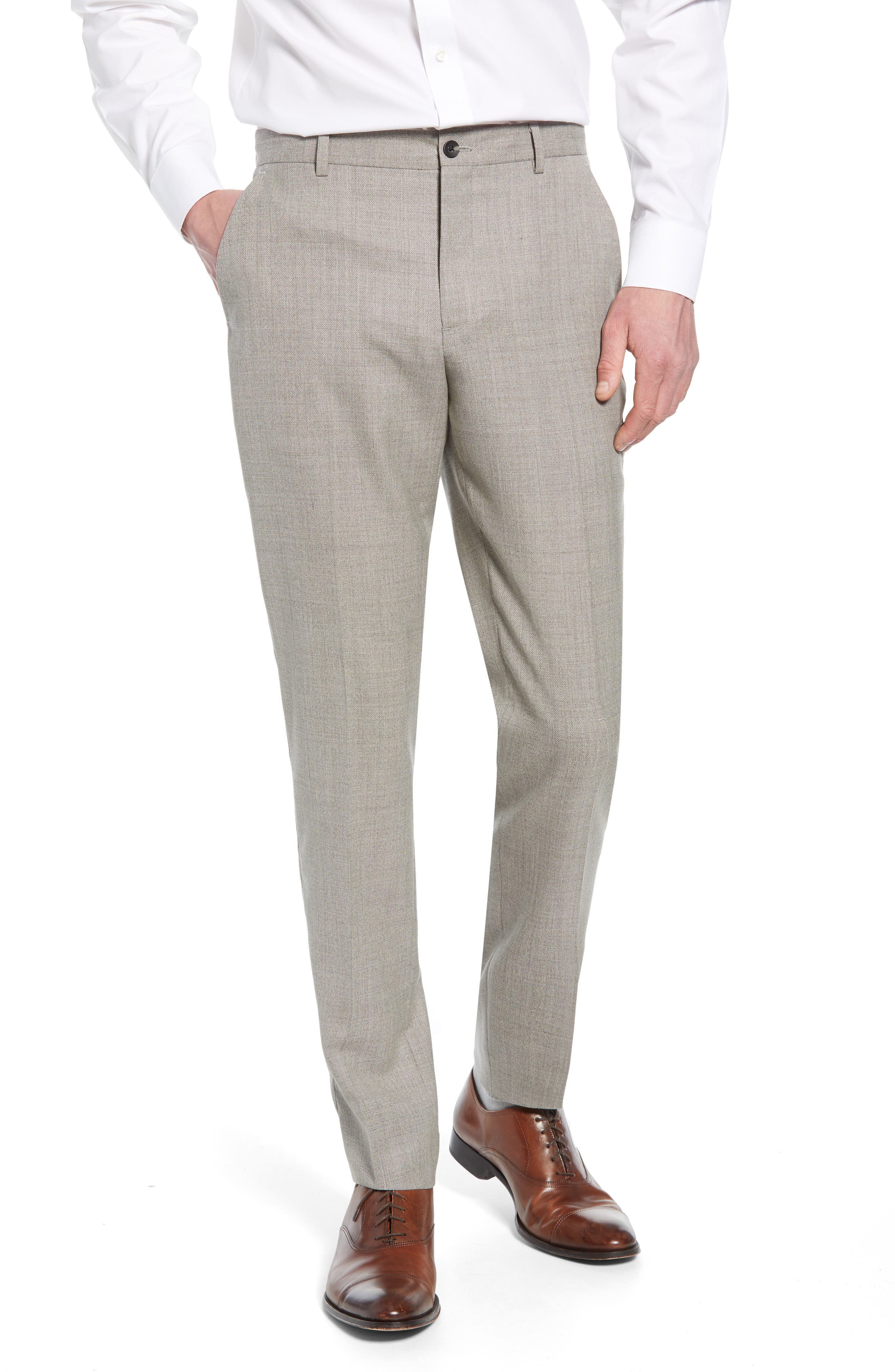 skinny fit wool trousers