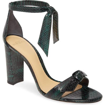 Alexandre Birman Clarita Block Genuine Snakeskin Ankle Tie Sandal- Green