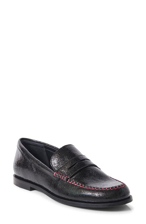 Shop Free People Contrast Stitch Penny Loafer In Black Leather