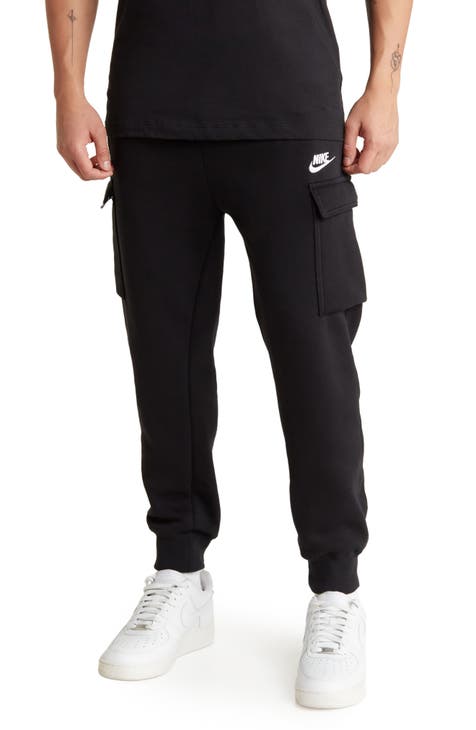 Nike Swoosh Woven sweatpants in black and cream