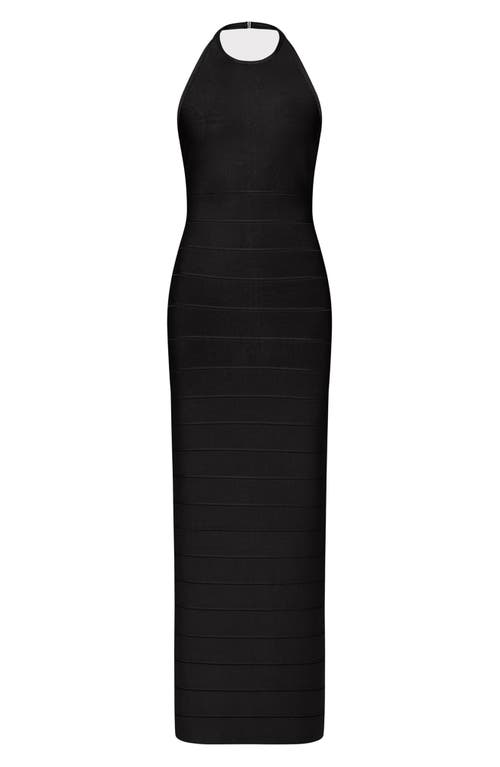 Herve Leger Halter Bandage Gown In Black