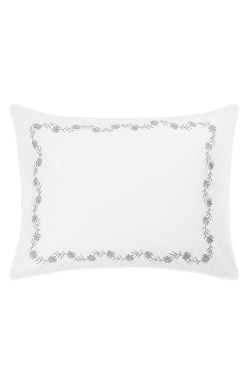 Matouk Daphne Floral Embroidered Sham in Silver at Nordstrom