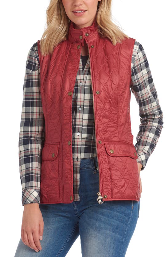 Barbour Cavalry Fleece-lined Quilted Vest In Deep Claret/ Navy