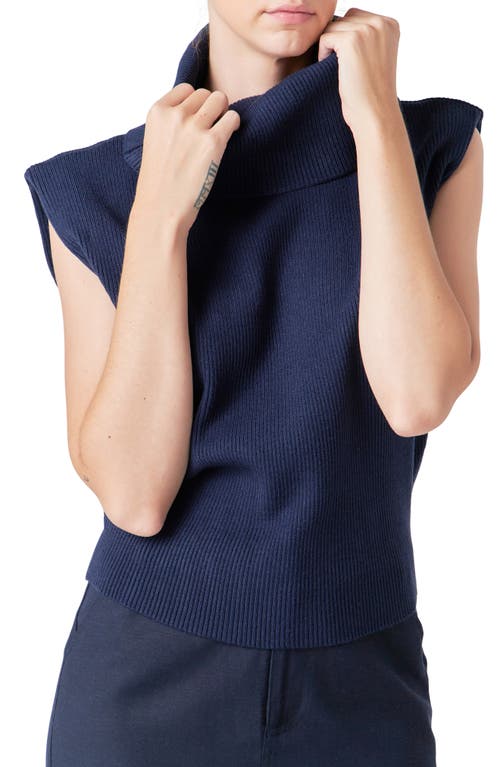 Grey Lab Sleeveless Rib Turtleneck Sweater In Navy