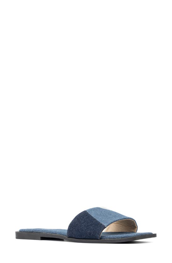 New York And Company Janice Slide Sandal In Blue