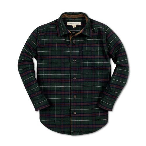 Shop Hope & Henry Baby Boys' Organic Flannel Shirt With Suede, Infant In Merry Pine Plaid