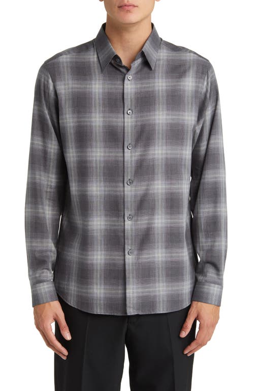 Theory Irving Shade Cotton Flannel Button-Up Shirt in Grey Multi at Nordstrom, Size Xx-Large
