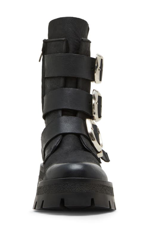 Shop Steve Madden Roland Lug Sole Bootie In Black Leather