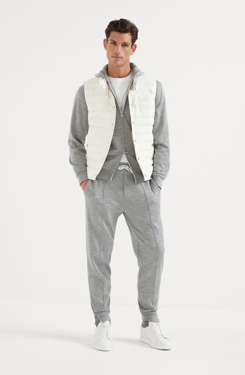 Shop Brunello Cucinelli Cashmere And Silk French Terry Hooded Sweatshirt With Zipper In Grey