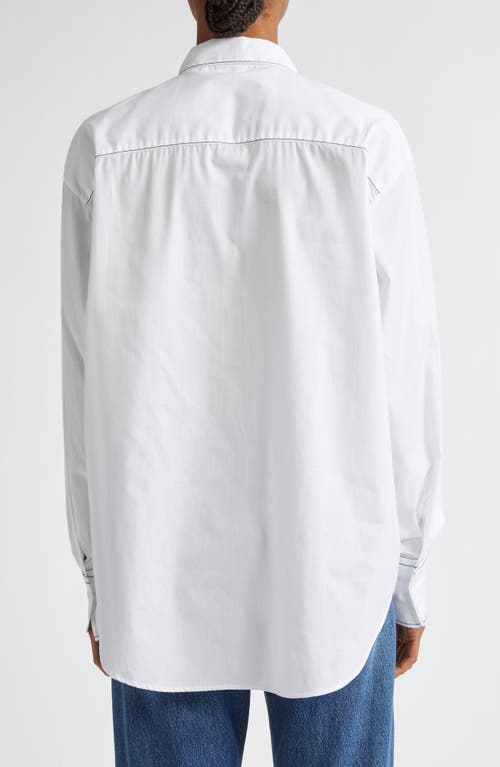 Shop Bite Studios Contrast Stitch Organic Cotton Button-up Shirt In White