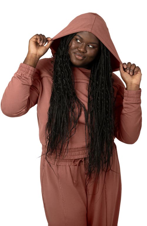 Shop Kindred Bravely Mila Crop Maternity/nursing Hoodie In Redwood