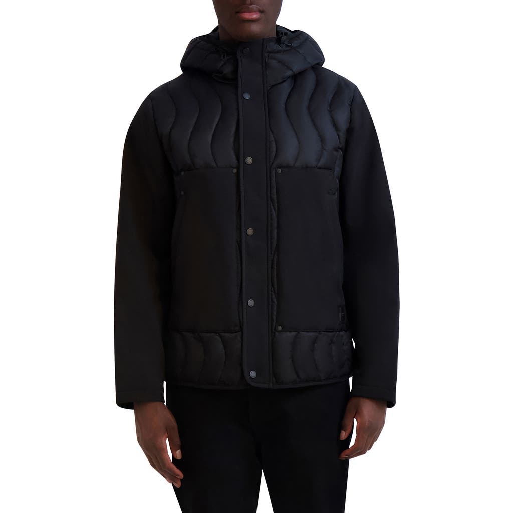 KARL LAGERFELD KARL LAGERFELD PARIS MIXED MEDIA HOODIE JACKET