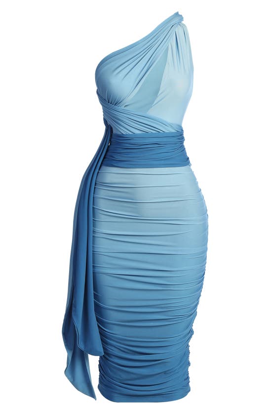 Jluxlabel Edge Of Romance Convertible Neck Midi Dress In Blue