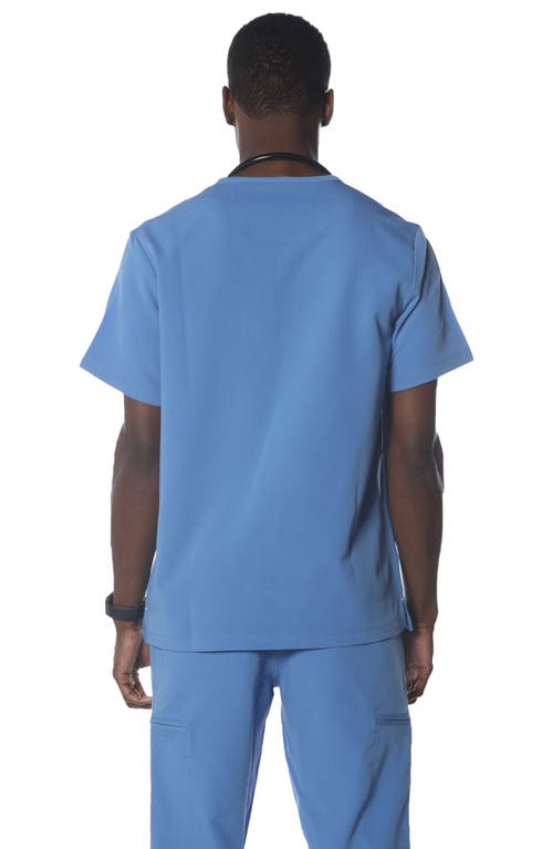 Shop Members Only Brighton 3-pocket Scrub Top In Ceil Blue