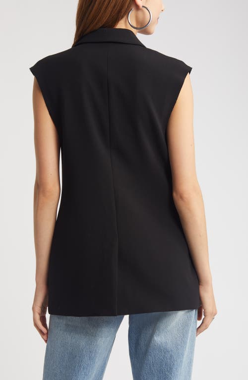 Shop Open Edit Longline Raw Shoulder Vest In Black