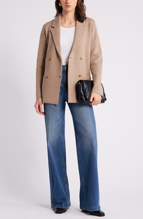 Shop Nordstrom Marled Doubled Breasted Knit Blazer In Camel Marl