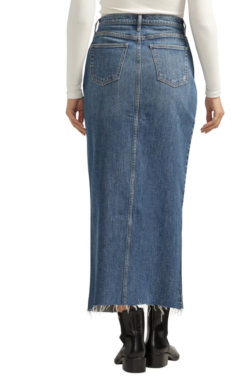 Silver Jeans Co. Front Slit Denim Midi Skirt In Indigo