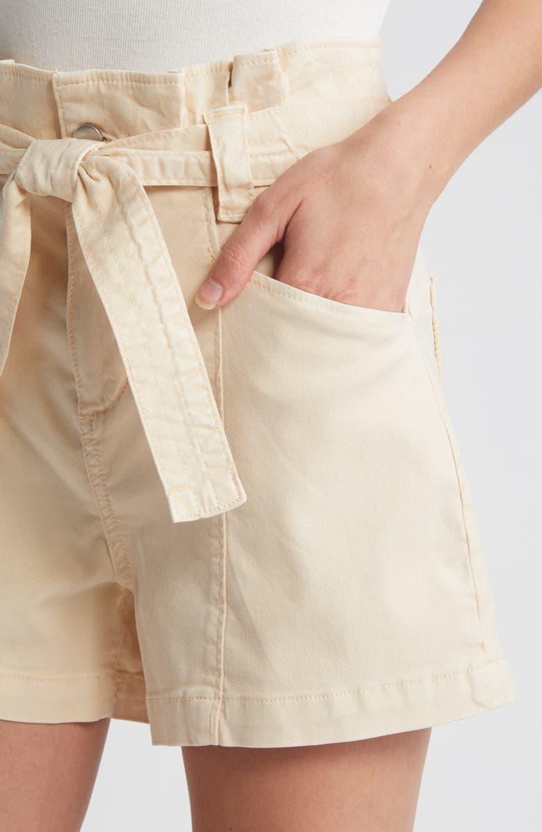 PAIGE Anessa Trapunto Belted Paperbag Waist Shorts, Alternate, color, Blonde Sand