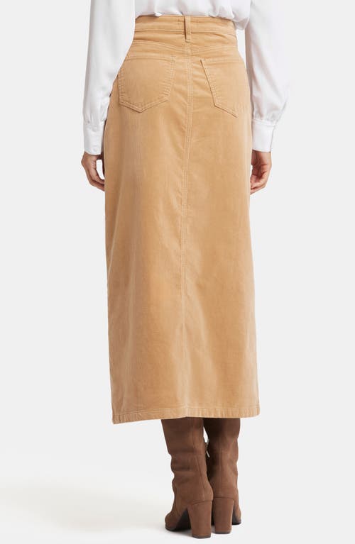 Nydj High Waist Slit Front Corduroy Maxi Skirt In Sand Dune