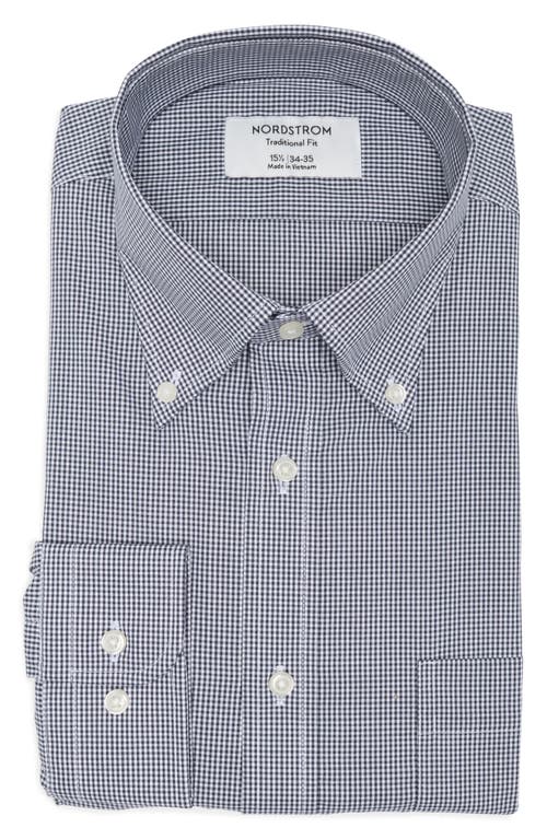 Nordstrom Premium Non-iron Button-down Dress Shirt In Navy Night Lago Check