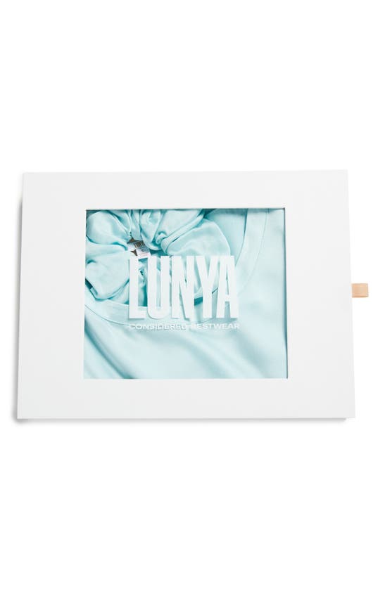 Shop Lunya Washable Silk Pajamas & Scrunchie Set In Infinity Blue
