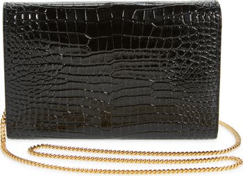 Yves Saint Laurent Vintage 1970s Black Crocodile Embossed Leather