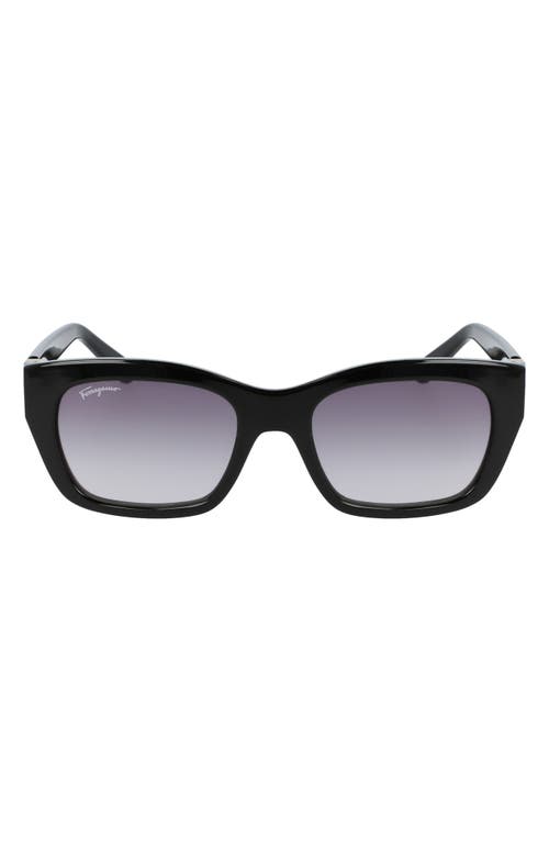 Ferragamo 53mm Rectangular Sunglasses In Black/grey