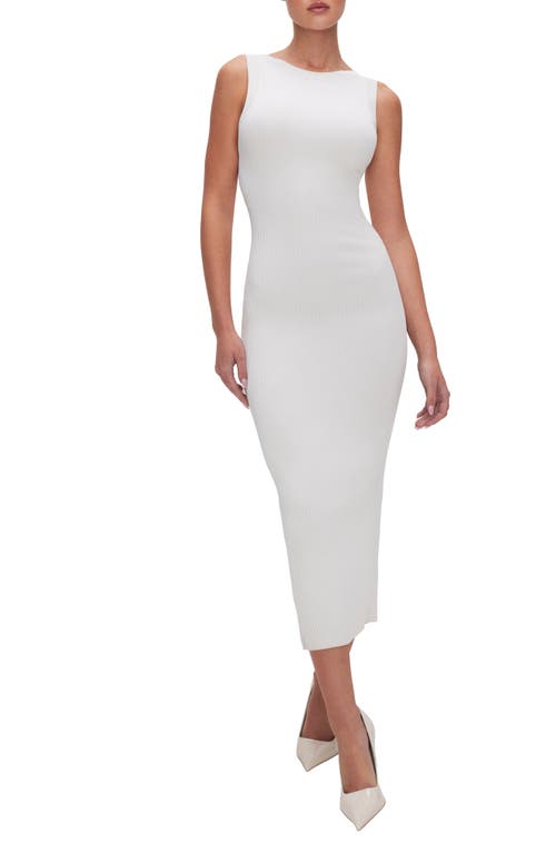 Shine Scoop Back Ribbed Tank Dress in Cloud White001