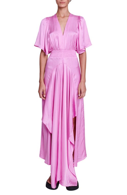maje Rachelora Asymmetric Hem Maxi Dress Pink at Nordstrom,