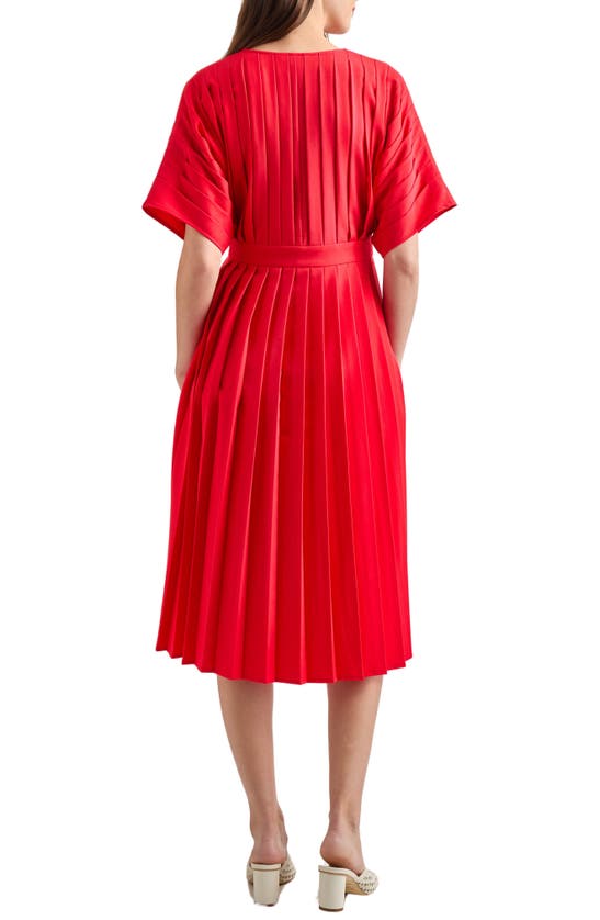Shop Misook Pleated Fit & Flare Midi Dress In Radiant Pink