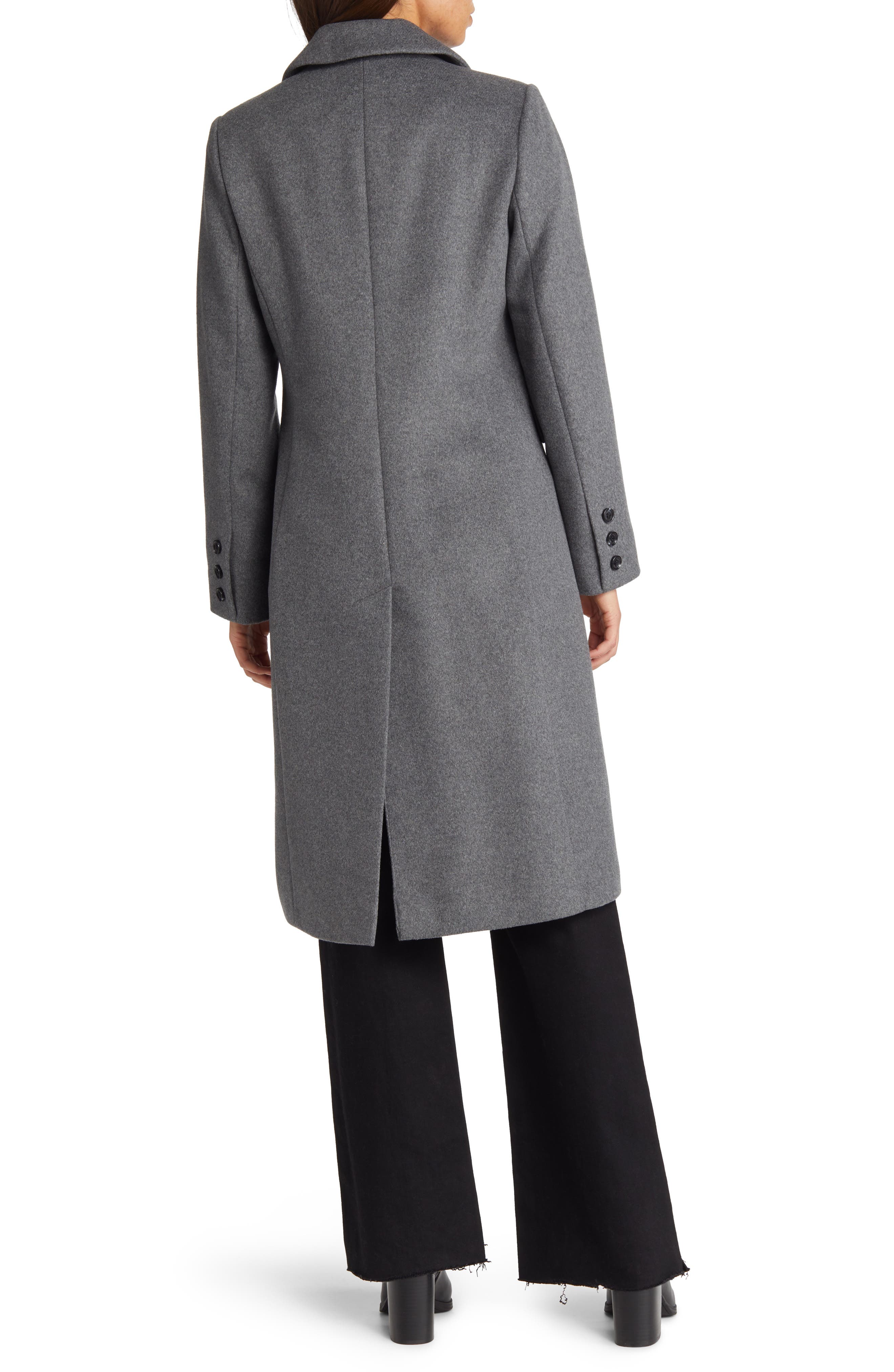 grey double breasted coat womens