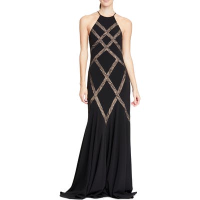 Halson Heritage Lace Inset Gown, Black