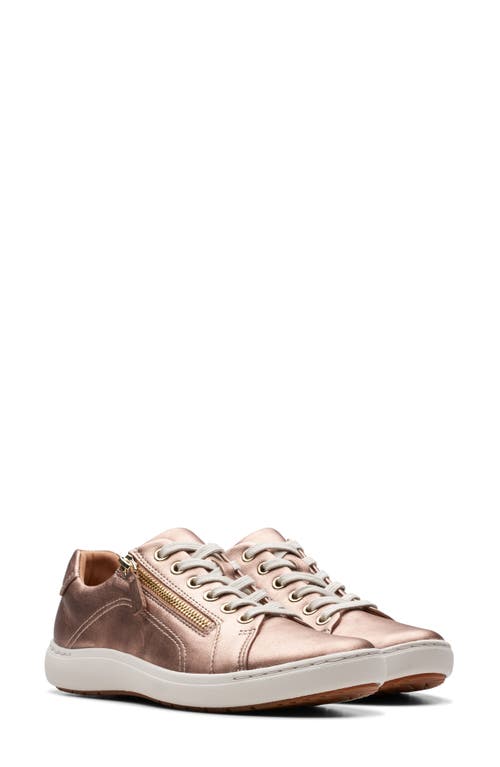 Clarks(r) Nalle Zip Sneaker in Rose Gold Leather