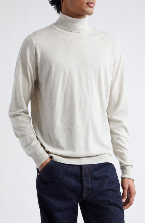 John Smedley Richard Turtleneck Merino Wool Sweater in Grey Fleece 