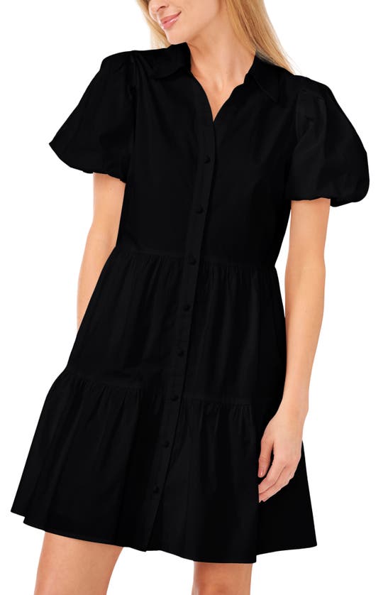 Shop Cece Tiered Shirtdress In Rich Black