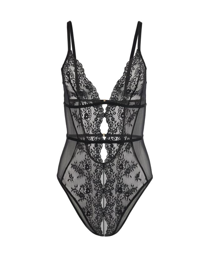 Adore Me Rosie Crotchless Bodysuit Lingerie In Black