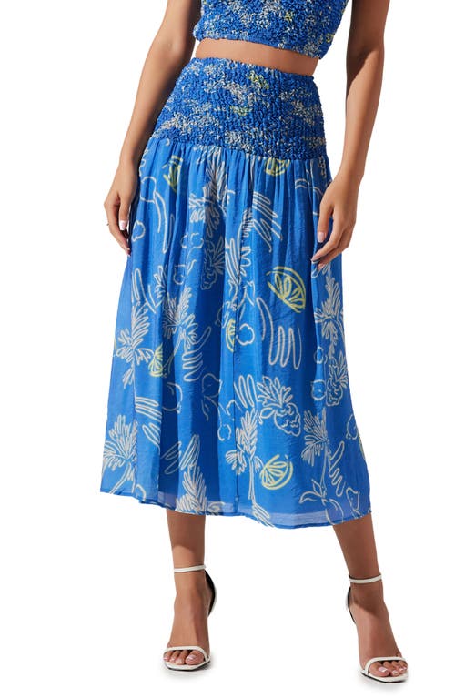 Shop Astr The Label Tropical Print A-line Skirt In Blue Lemon Print