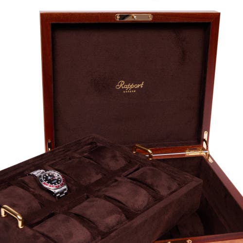 Rapport London Heritage Sixteen Watch Box In Burr Walnut