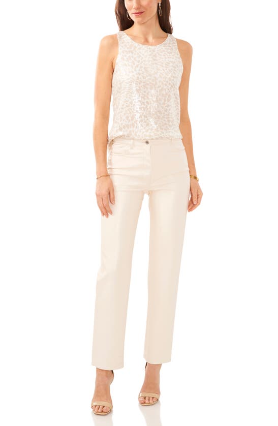 Shop Vince Camuto Sequin Sleeveless Top In Clay