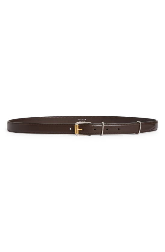 Shop The Row Two-tone Buckle Leather Belt In Brown Ans/ Ang