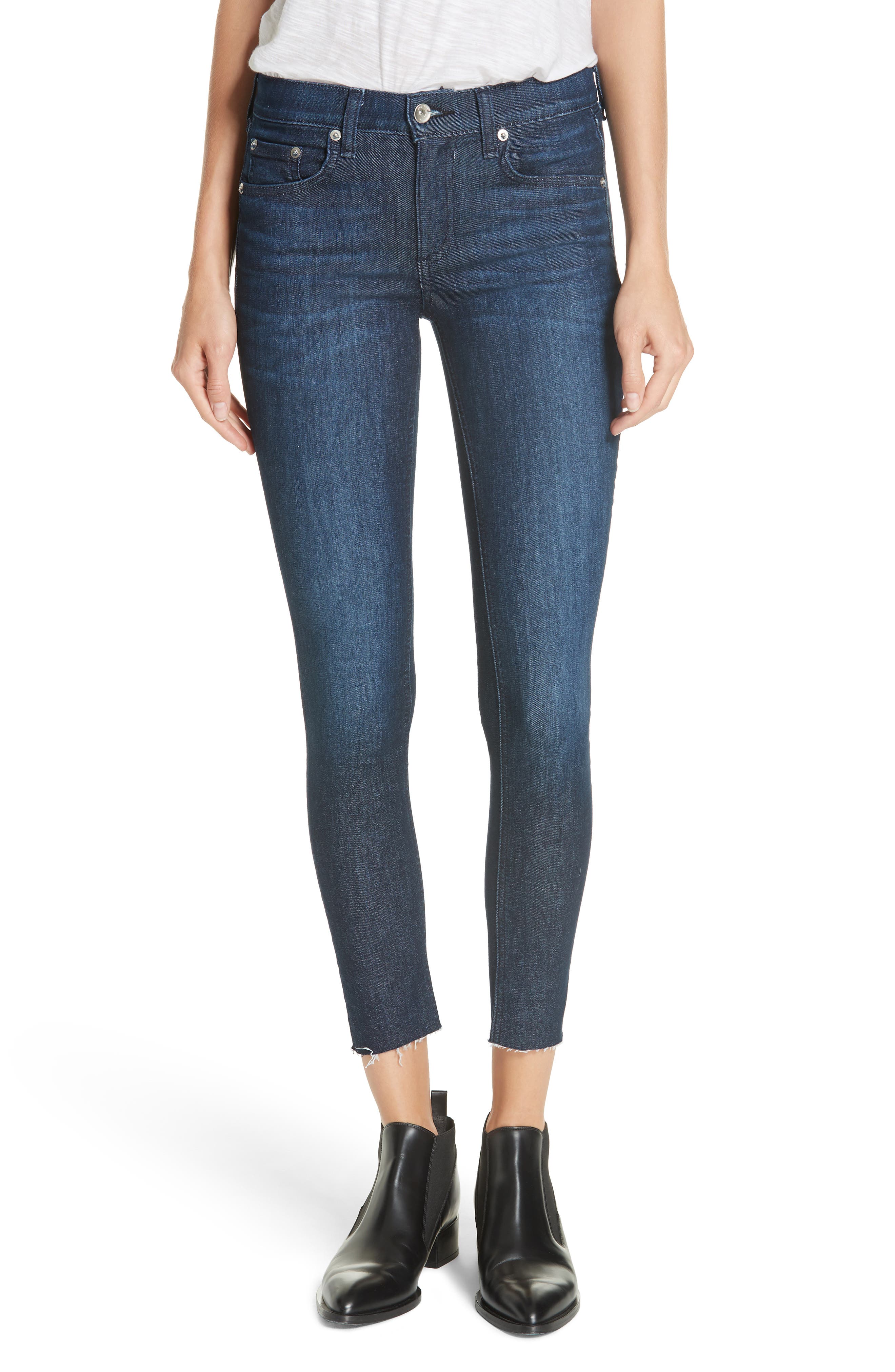 rag & bone Raw Hem Ankle Skinny Jeans (Tonal River) Nordstrom