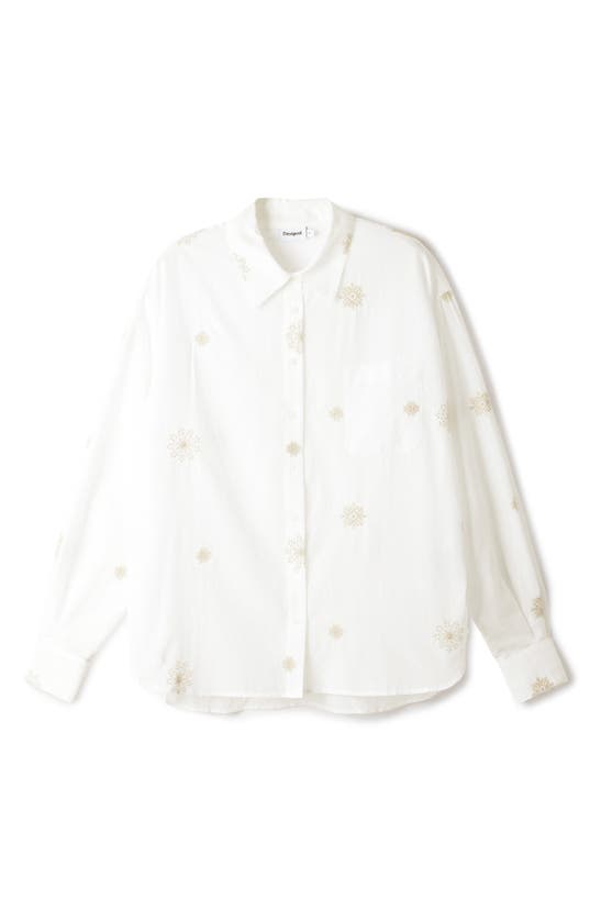Shop Desigual Cam Mare Embroidered Button-up Shirt In White