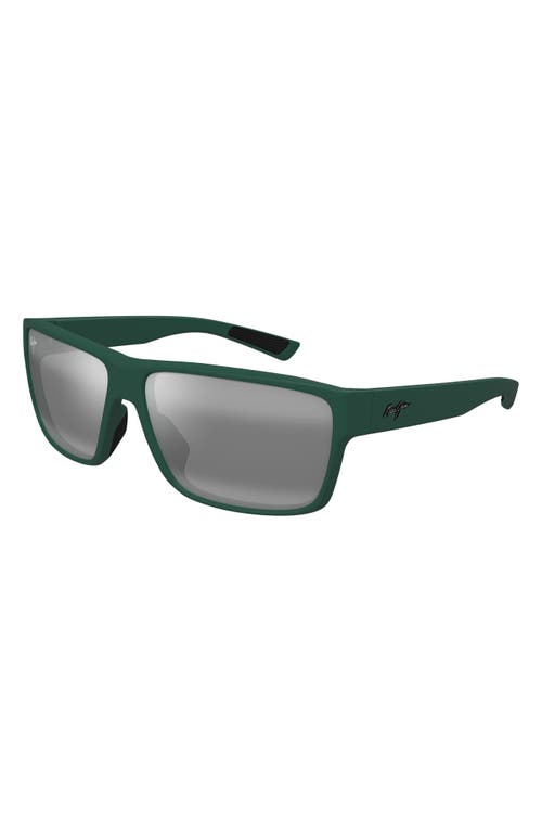 Maui Jim Uila 62mm Oversize Polarizedplus2® Wrap Sunglasses In Matte Dark Military Green