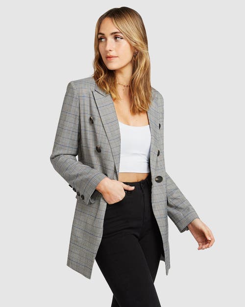 Shop Belle & Bloom Too Cool For Work Plaid Blazer In Charcoal