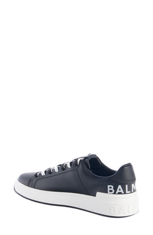 Shop Balmain B Court Logo Calfskin Low Top Sneaker In Eab Black/white